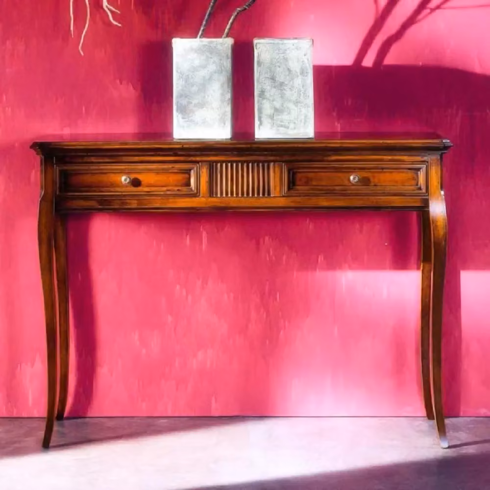 Consolle classica in legno intarsiata con 2 cassetti Mobili2g L/P/H: 110 x 38 x 80 cm – 1