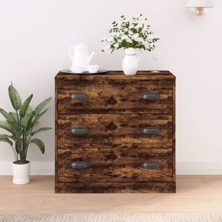Credenza vidaXL in Rovere Fumo e Legno Multistrato, L 70 cm x P 35,5 cm x H 67,5 cm