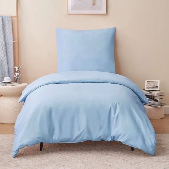 Set coperta da letto in microfibra blu per adulti con fodera e cuscino, L/P: 140 x 200 cm, Cuscino: 65 x 65 cm
