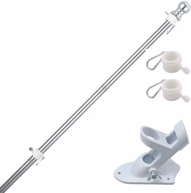 Supporto per bandiera in alluminio, 150 cm, colore argento