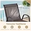 Set di 4 Sedie da Giardino Costway in Tessuto Textilene e Metallo, Poltrone Impilabili con Braccioli per Esterno, Marrone, L 56 x P 70 x H 84 cm – 2