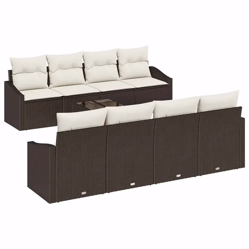 Set di divani da giardino vidaXL in rattan marrone e beige con cuscini inclusi – 2