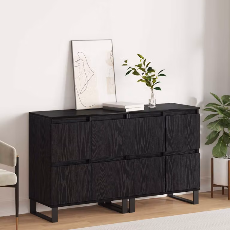 Set di 2 credenze vidaXL in rovere nero, design moderno, L 60 cm x P 35 cm x H 70 cm