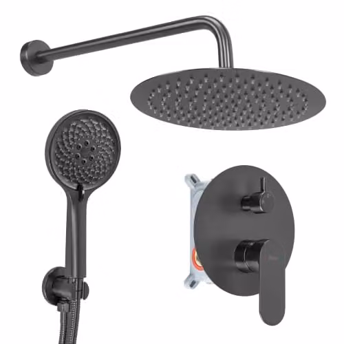 Rea - Set doccia da incasso in titanio + scatola - 39 x 25 x 100 cm