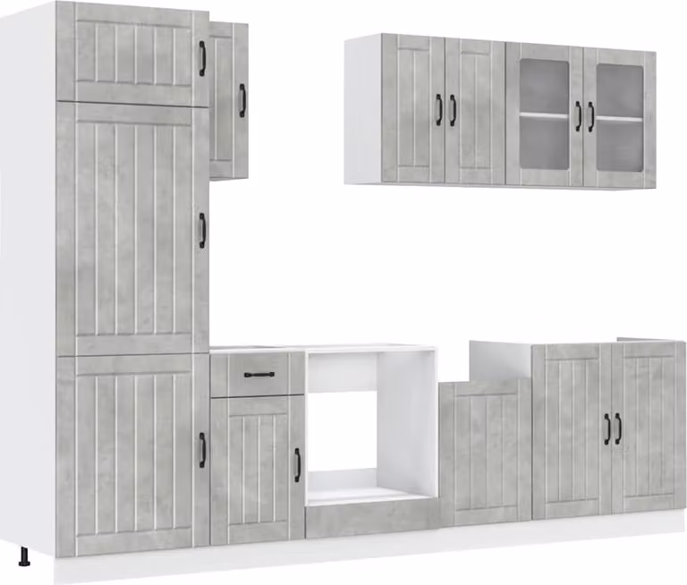 Set Mobili da Cucina 8 pz Lucca Grigio Cemento in Truciolato