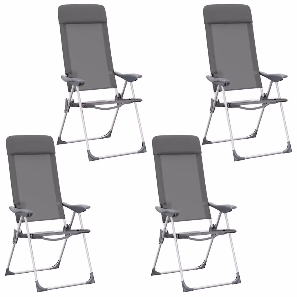 Set di 4 sedie pieghevoli da campeggio vidaXL in alluminio grigio e tessuto textilene – 2