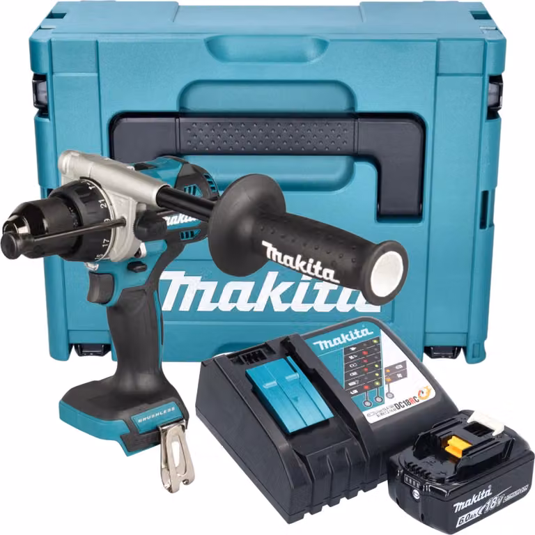 Makita DHP 492 RG1J Avvitatore a percussione a batteria 18 V 141 Nm Brushless + 1x batteria 6,0 Ah + caricabatteria + Makpac