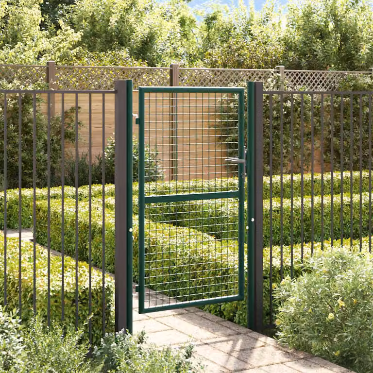 Cancello singolo a battente vidaXL in acciaio verde L: 100 cm, H: 150 cm