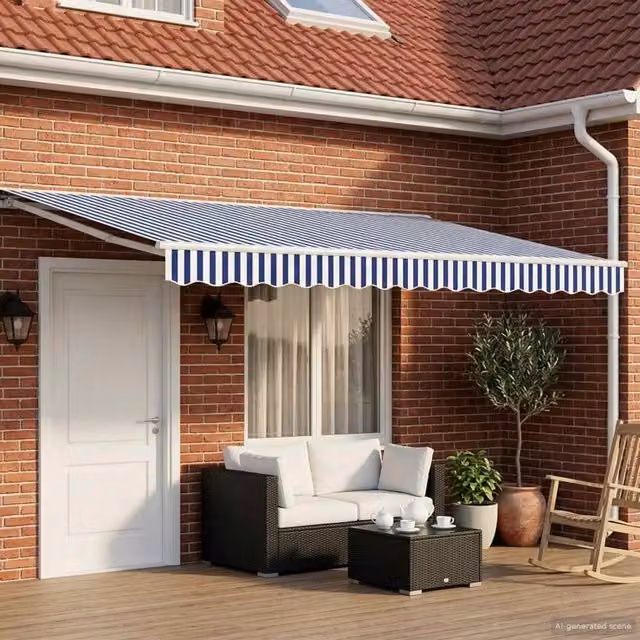 Tettuccio Elettrico Retrattile Blu e Bianco 5 x 3 m 3421066