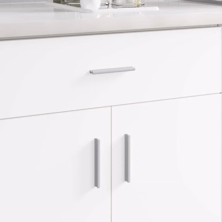 Maniglia a barra vidaXL in alluminio color argento opaco, L: 10,57 cm, P: 1,55 cm, H: 7,4 cm