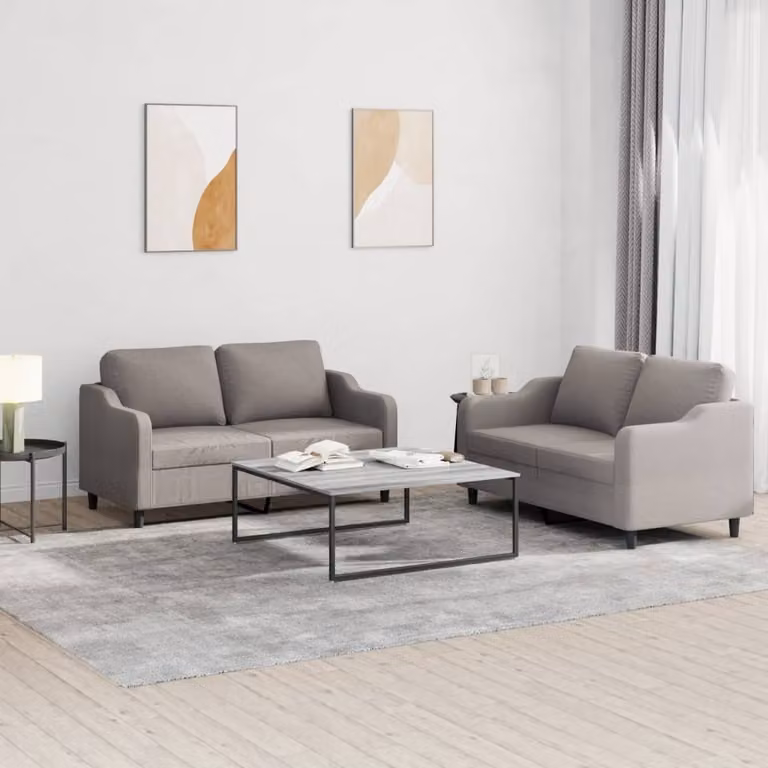 Maison Exclusive - Set divano a 2 posti con cuscini in tessuto color taupe