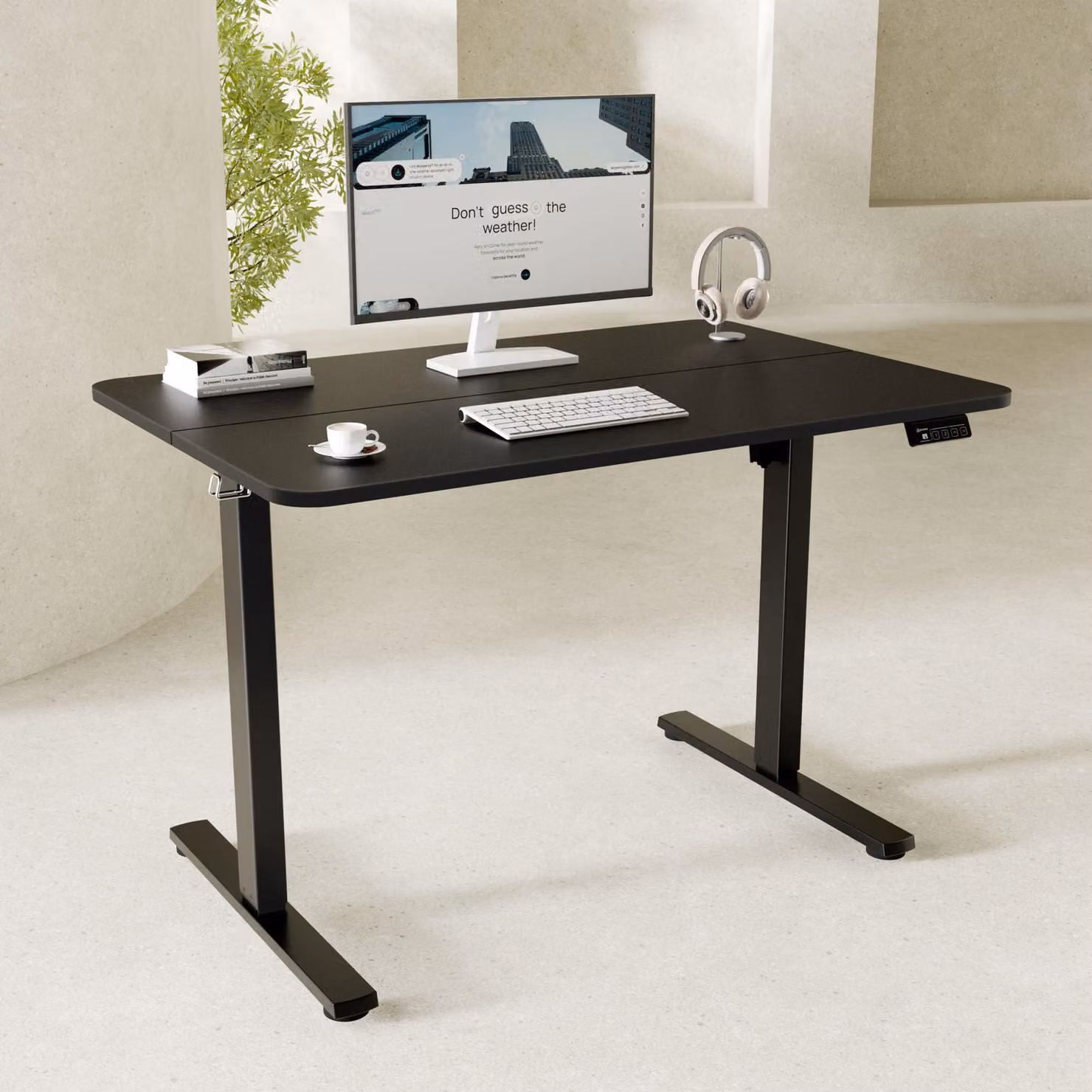 Scrivania regolabile in altezza, elettrica, da 73 a 118 cm, in acciaio verniciato nero