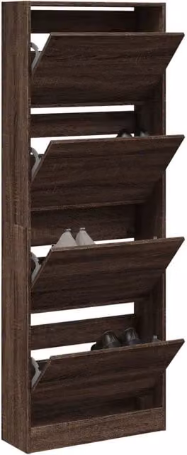 Scarpiera a parete Design Mania Marrone con scomparti basculanti L: 60 cm, P: 21 cm, H: 163,5 cm – 1