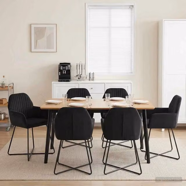 Sedie da pranzo 6 pz Velluto Nero 55 x 50 x 84 cm 3428388