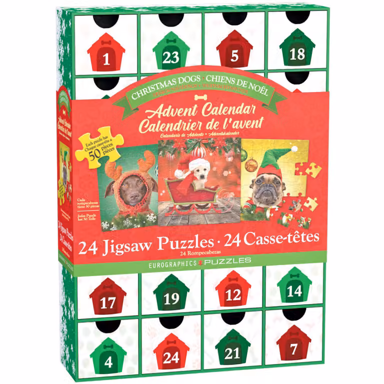 Calendario dell'Avvento EUROGRAPHICS: Cani di Natale 24x50 pezzi