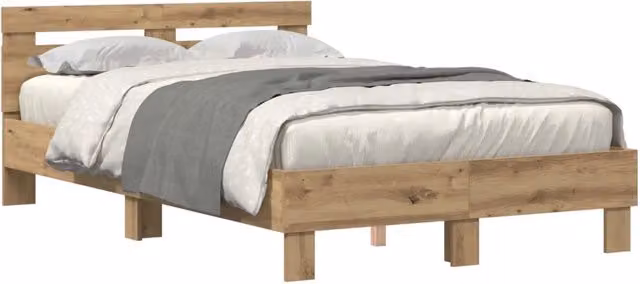 Letto matrimoniale | Letto per adulti | Struttura del letto con led Rovere artigianale 135 x 190 cm