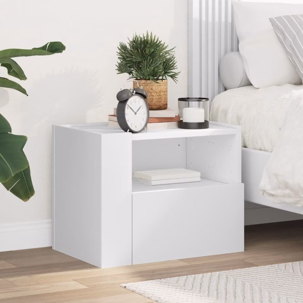 Comodino a parete vidaXL Bianco Moderno L 45 cm x P 30 cm x H 35 cm