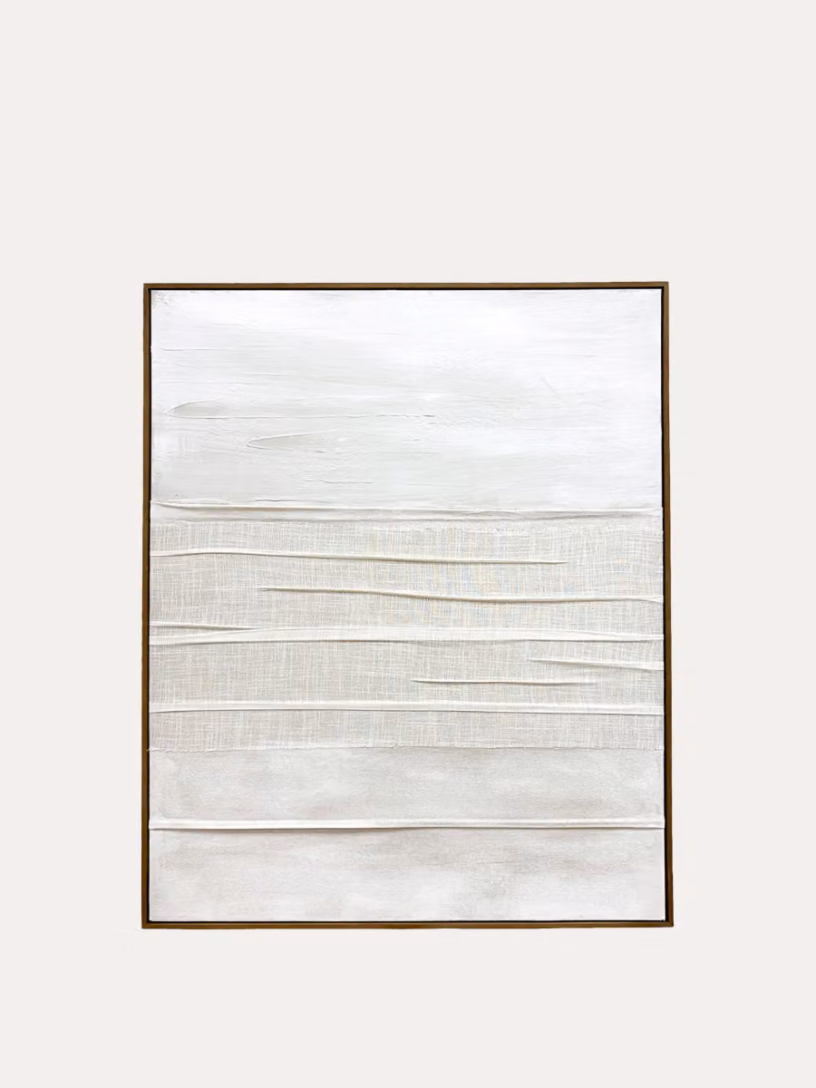 Quadro astratto minimalista Kenay Home in tela bianca e beige, L: 80 cm x H: 100 cm – 2