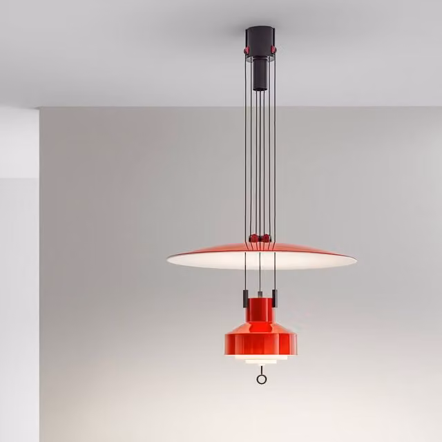 Lampada a sospensione Stilnovo Saliscendi LED regolabile e dimmerabile colore rosso