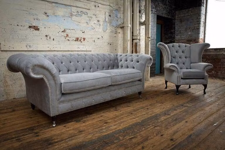 3+2 Sitzer + Ohrensessel Chesterfield Sofagarnitur Sofa Couch Polster Couchen