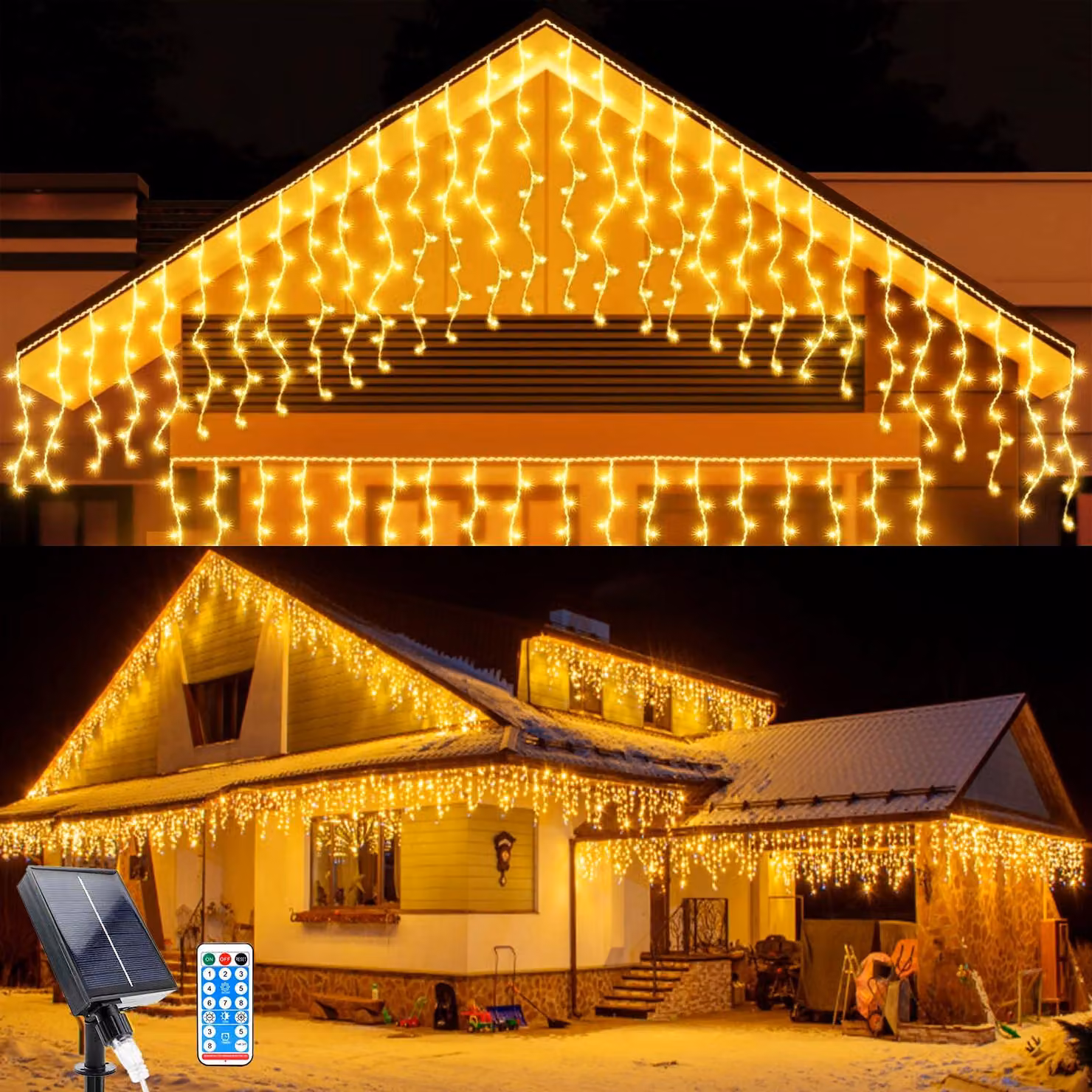 Catena luminosa da esterno, alimentata a energia solare, lunghezza 5 metri, 128 LED