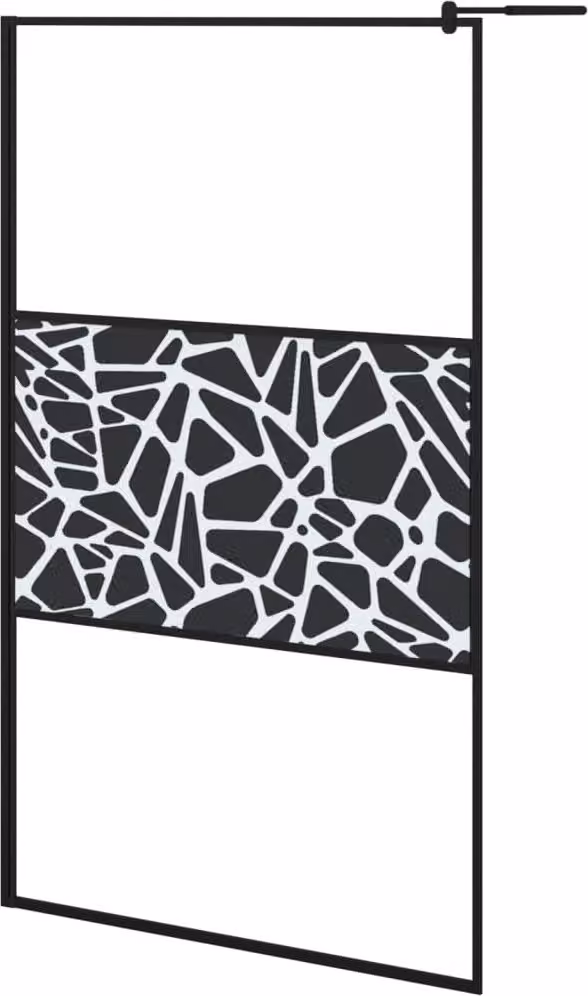Parete Doccia Walk in 115x195 cm Vetro ESG e Design Pietre Nero