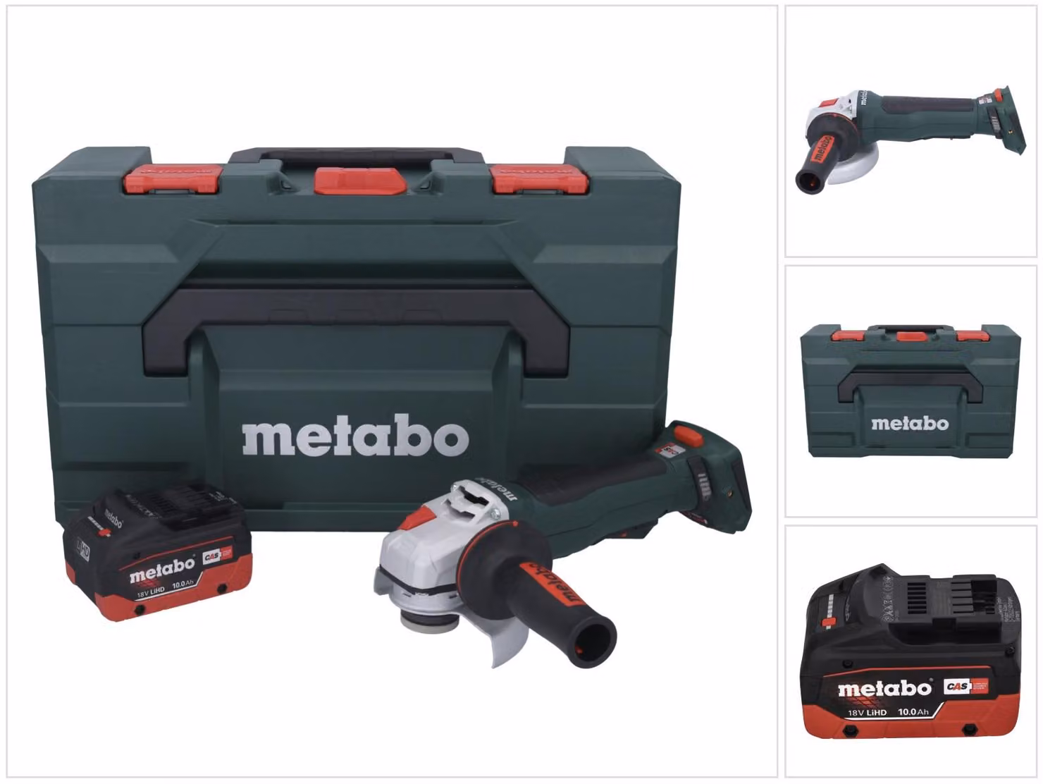 Smerigliatrice angolare a batteria Metabo WPB 18 LT BL 11-125 Quick 18 V 125 mm Brushless + 1 batteria da 10,0 Ah + metaBOX - senza caricabatterie