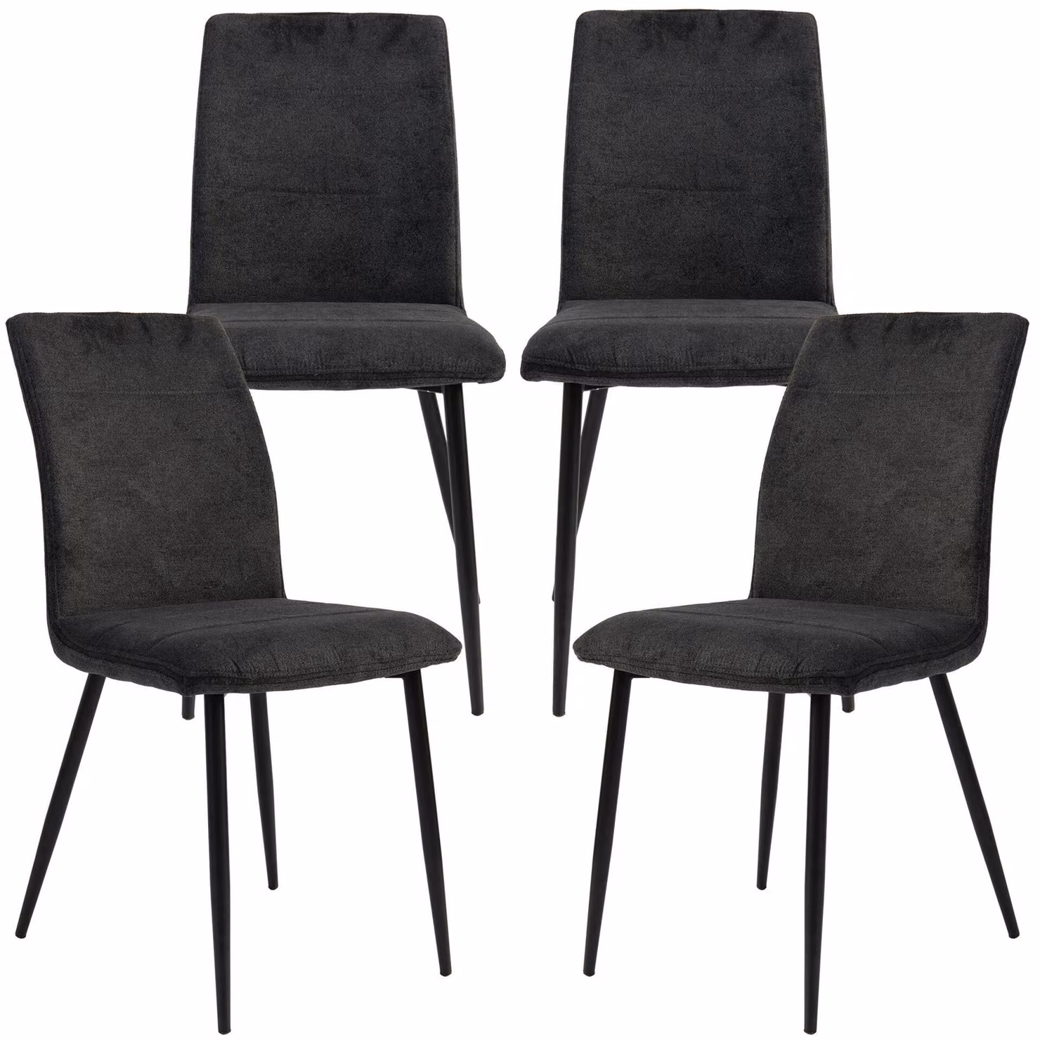Sedie da pranzo moderne con rivestimento in tessuto - comode sedie da tavolo con parte anteriore impunturata - sedie da cucina imbottite con schienale curvo per un maggiore comfort di seduta , Qtà:4 pz;Colore:Antracite