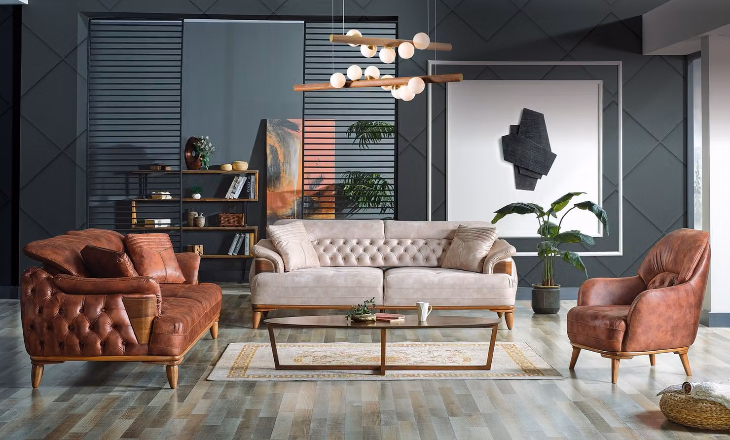 Klassisch Sofagarnitur 3+3+1 Sitzer Chesterfield Relax Sessel Möbel Sofa