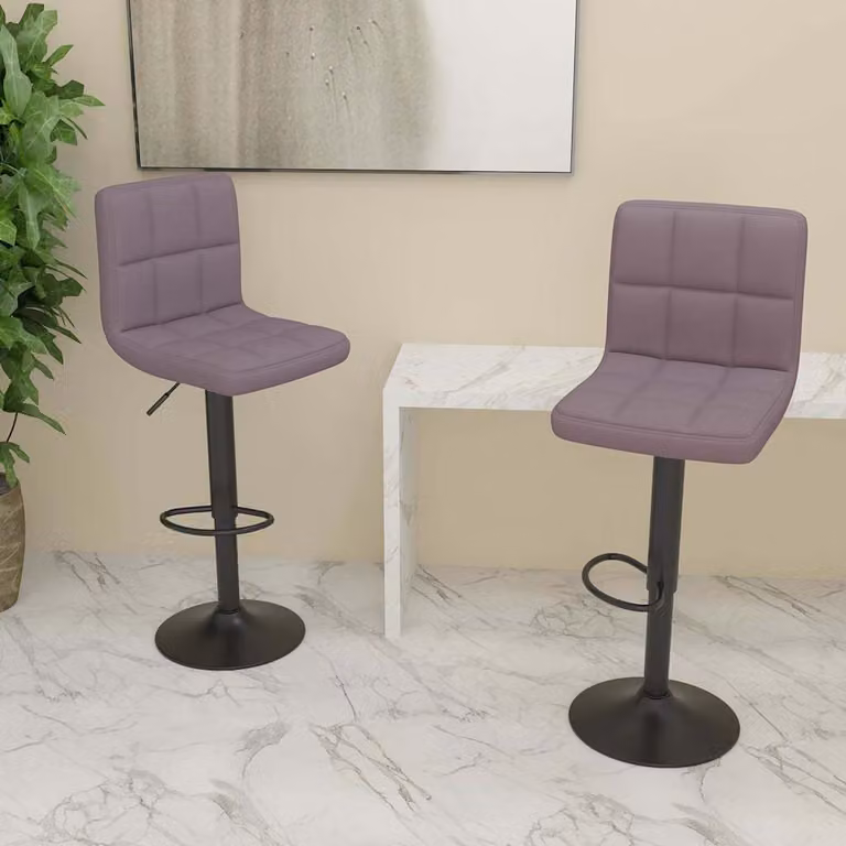 Set di 2 sgabelli da bar vidaXL in tessuto e similpelle color tortora con base in metallo e seduta girevole a 360 gradi
