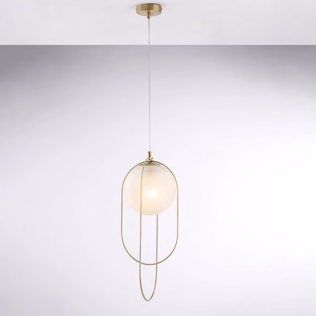 Lampadario Sospeso Minimalista Bonetti Illumina in Metallo e Vetro Bronzo e Bianco