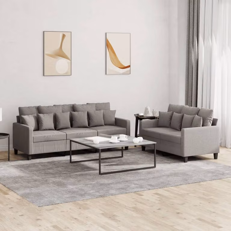 Maison Exclusive - Set divano a 2 posti con cuscini in tessuto color taupe