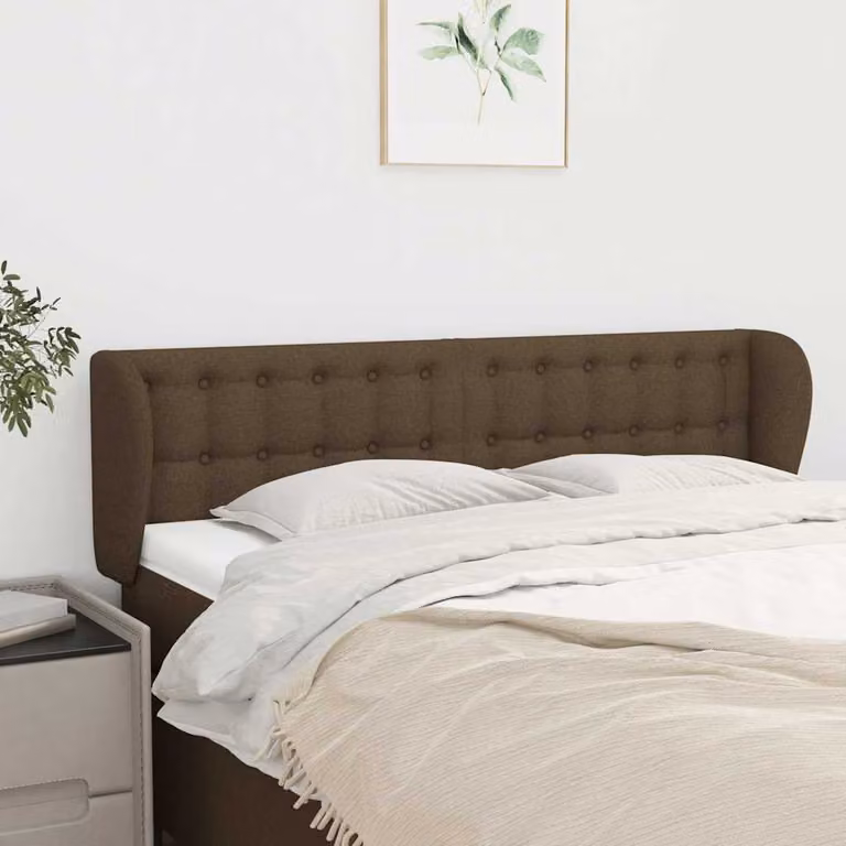 Testiera ad orecchio vidaXL in tessuto marrone scuro L: 147 cm, P: 23 cm, H: 78-88 cm