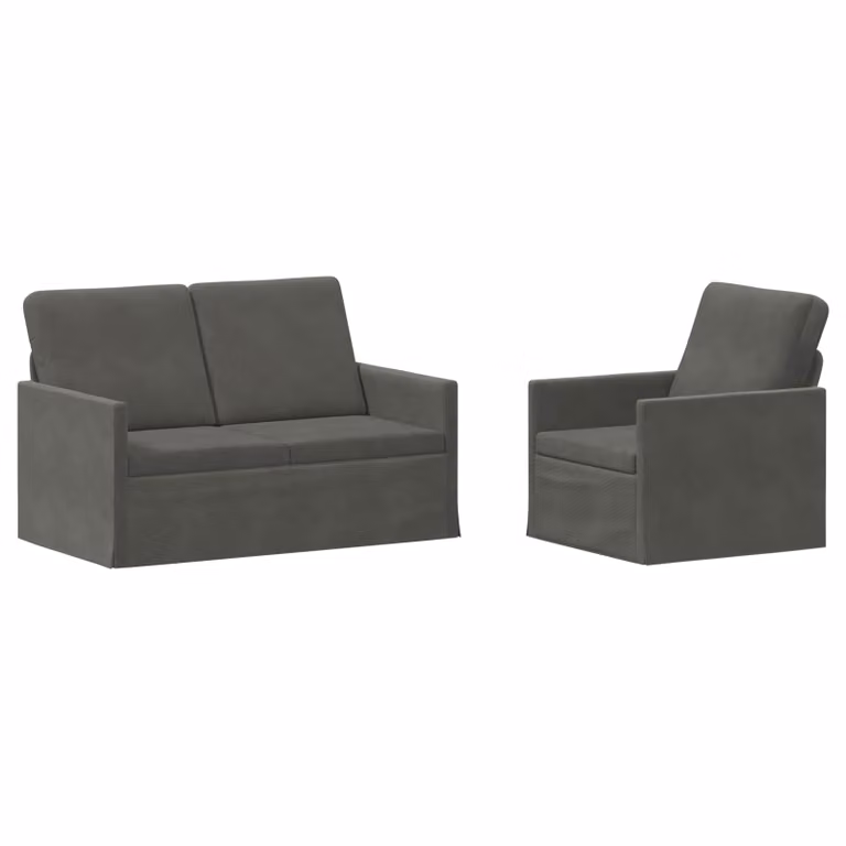 Set di 2 divani moderni vidaXL in tessuto corduroy grigio con struttura in metallo per il tuo soggiorno