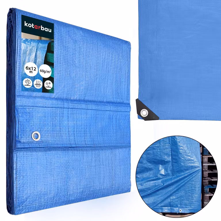 KOTARBAU® Telo Impermeabile Esterno Polietilene 6x12 m Blu 60 g/m² Telo Sotto Piscina Fuori Terra Telo Impermeabile