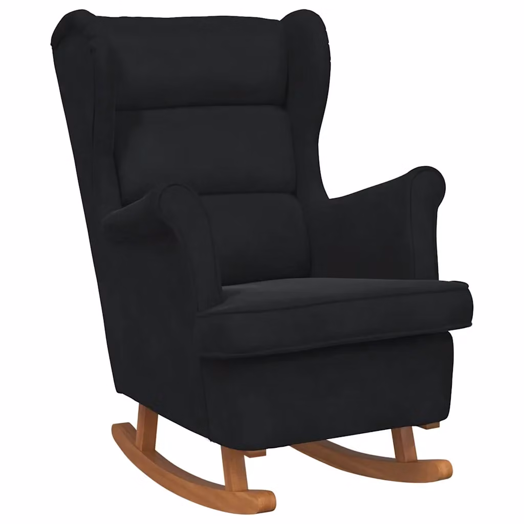 Sedia a dondolo con schienale alto in velluto nero vidaXL – 2