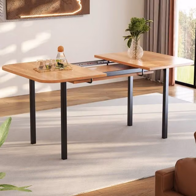 Tavolo da pranzo allungabile Mivray moderno in MDF e metallo, bianco e marrone, L/P/H: 160 x 80 x 75 cm