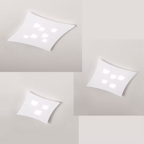 Plafoniera Isotta Gea bianca moderna in metallo con 5 luci GX53 L: 50 cm, P: 55 cm, H: 1 cm
