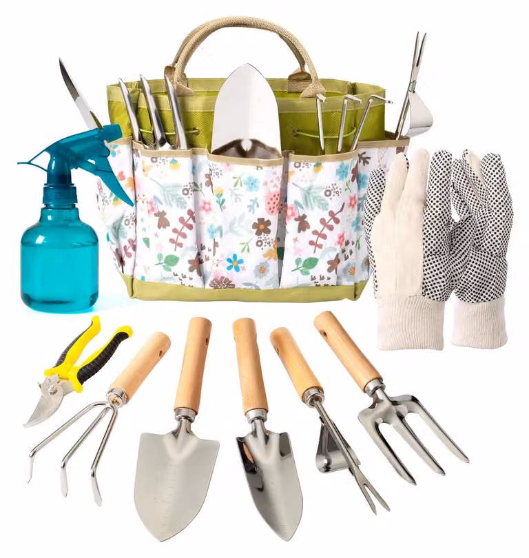 Solidchoice - Set di 9 utensili da giardino - Acciaio inossidabile con custodia