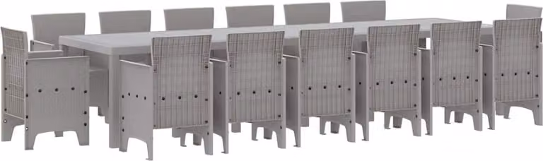 Set da Pranzo per Giardino 15 pcs Grigio chiaro Rattan Polt