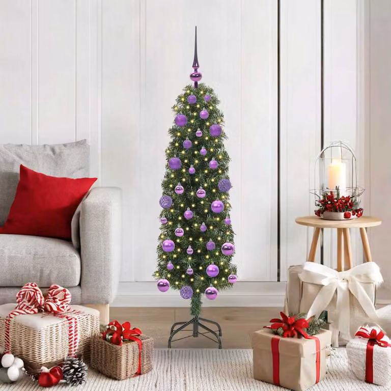 Albero di Natale artificiale moderno vidaXL verde con 150 LED luce bianca calda, Altezza: 120 cm