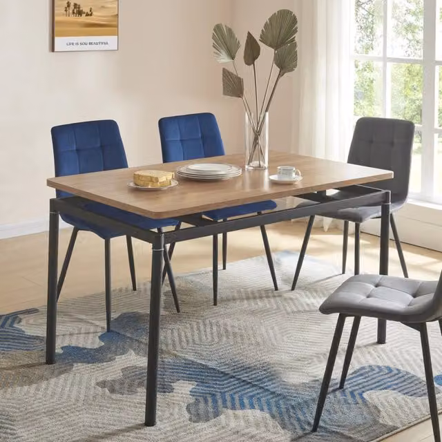 Tavolo da sala da pranzo moderno Hemnes en.casa in effetto rovere marrone e nero, L: 120 cm, P: 70 cm, H: 75 cm