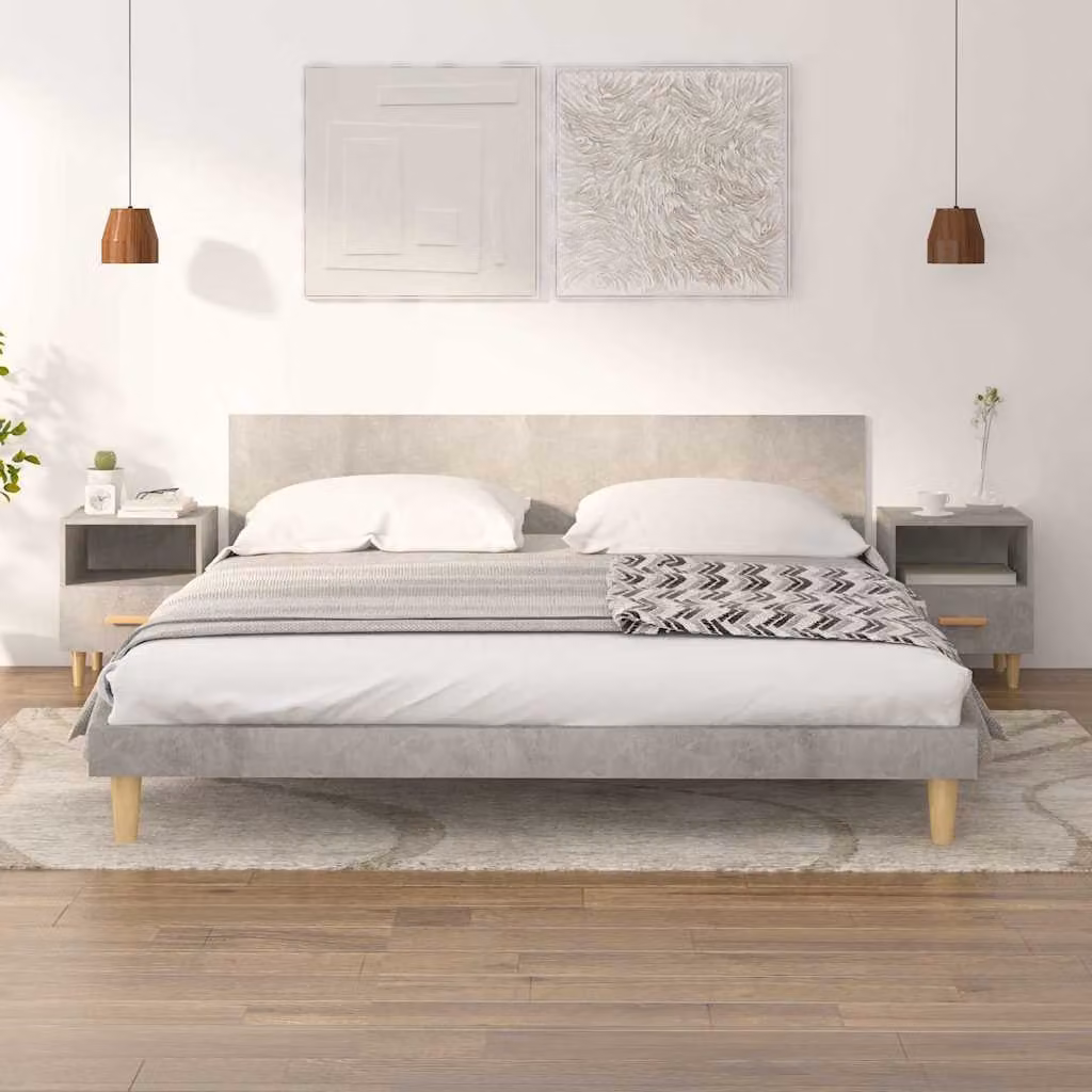 Set di 2 comodini vidaXL in stile scandinavo colore grigio cemento L 40 cm x P 35 cm x H 47 cm