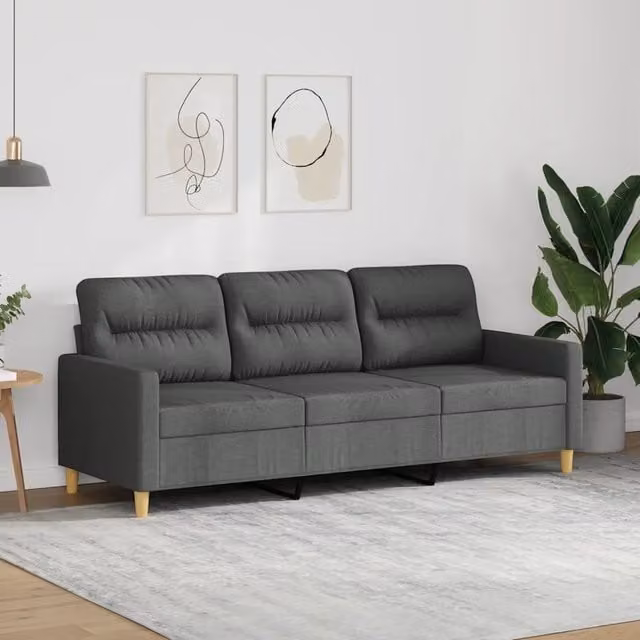 Divano a 3 Posti Grigio Chiaro 180 cm in Tessuto 359244