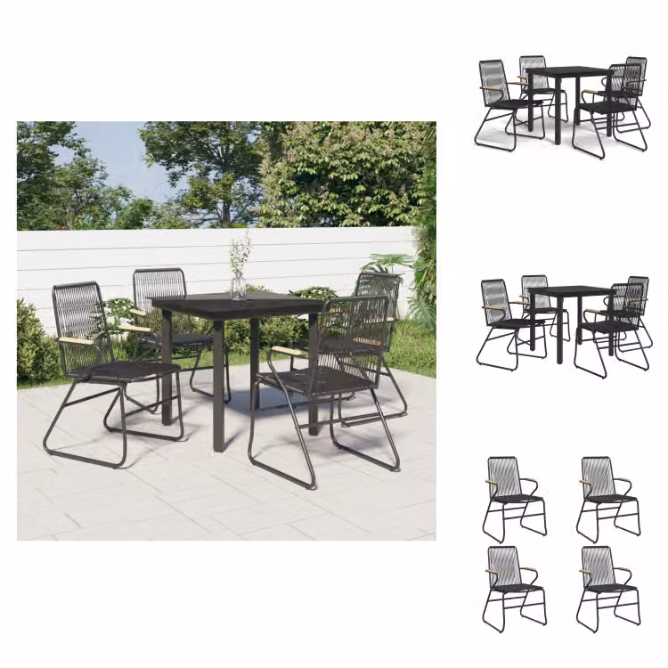 vidaXL Set da pranzo da giardino 5 pezzi in PVC rattan nero - Set di mobili da giardino