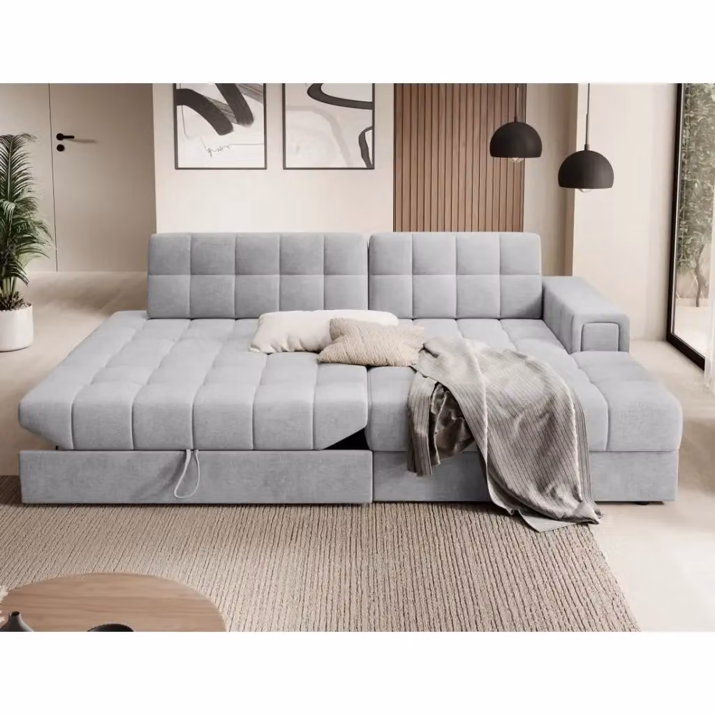 Divano angolare trasformabile CUBITO MEUBLORAMA grigio con funzione letto e contenitore L/P/H: 240 x 104 x 82 cm – 2