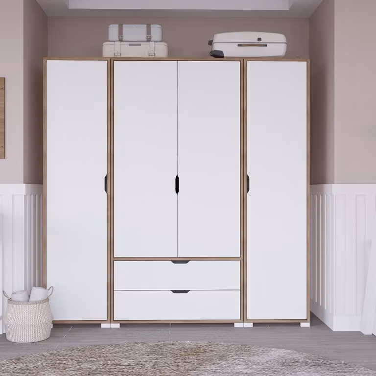 Skye Decor, Nisan 1600-024, legno di noce chiaro, armadio, 140 x 182 x 45 cm, 100% pannelli truciolari rivestiti in melamina