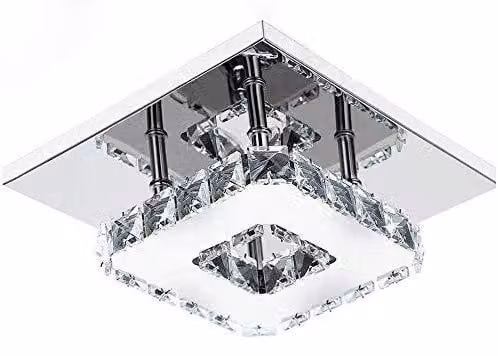 Lampada a soffitto a LED, 21 cm, 12 W, 6000 K, luce bianca fredda, quadrata, in acciaio inossidabile