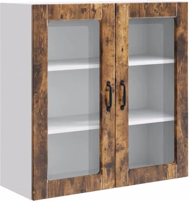 Armadio da cucina a parete moderno con 3 ripiani 80 x 31 x 80 cm in legno ingegnerizzato rovere fumo 02_0054413