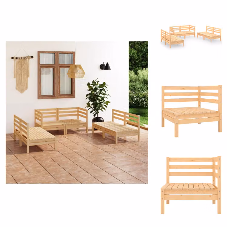 vidaXL Set di 6 pezzi da giardino in pino massiccio - Set di mobili da giardino